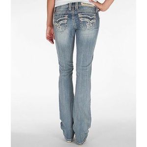 🍍Rock Revival Taylor Slim Bootcut Light Wash Jeans Low Rise Embellished Pockets
